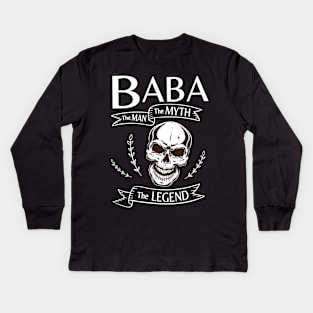 Baba The Man The Myth The Legend Happy Father Halloween Day Skeleton Lover Fans Kids Long Sleeve T-Shirt